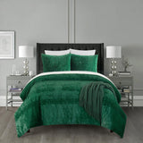Chic Home Amara Comforter Set Embossed Mandala Pattern Faux Fur Micromink Backing Bedding - Pillow Shams Included - 3 Piece - Green
