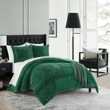 Chic Home Amara Comforter Set Embossed Mandala Pattern Faux Fur Micromink Backing Bedding - Pillow Shams Included - 3 Piece - Green