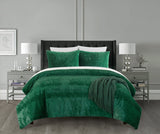 Chic Home Amara Comforter Set Embossed Mandala Pattern Faux Fur Micromink Backing Bed In A Bag Bedding - Sheets Pillowcases Pillow Shams Included - 7 Piece - Green