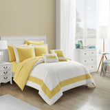 Chic Home Gibson Comforter Set Striped Hotel Collection Design Bed In A Bag Bedding - Sheets Pillowcases Decorative Pillows Shams Included - 9 Piece - Yellow