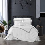 Chic Home Crete Cotton Comforter Set Dual Stripe Embroidered Border Zig-Zag Details Hotel Collection Bed In A Bag Bedding - Includes Sheets Pillowcases Decorative Pillow Shams - 8 Piece - Black