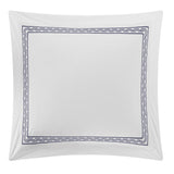 Chic Home Crete Cotton Comforter Set Solid White With Dual Stripe Embroidered Border Zig-Zag Details Hotel Collection Bedding - Includes Decorative Pillow Shams - 4 Piece - Navy