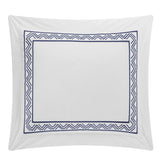 Chic Home Crete Cotton Comforter Set Solid White With Dual Stripe Embroidered Border Zig-Zag Details Hotel Collection Bedding - Includes Decorative Pillow Shams - 4 Piece - Navy