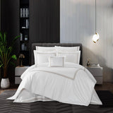 Chic Home Crete Cotton Comforter Set Solid White With Dual Stripe Embroidered Border Zig-Zag Details Hotel Collection Bedding - Includes Decorative Pillow Shams - 4 Piece - Beige