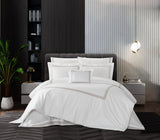 Chic Home Crete Cotton Comforter Set Solid White With Dual Stripe Embroidered Border Zig-Zag Details Hotel Collection Bedding - Includes Decorative Pillow Shams - 4 Piece - Beige