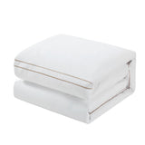 Chic Home Santorini Cotton Comforter Set Dual Stripe Embroidered Border Hotel Collection Bed In A Bag Bedding - Includes Sheets Pillowcases Decorative Pillow Shams - 8 Piece - Beige