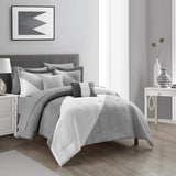 Chic Home Kinsley Comforter Set Color Block Design Distressed Stripe Print Bed In A Bag Bedding - Sheets Pillowcase Decorative Pillows Sham Included - Grey