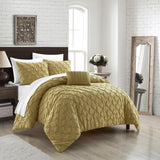 Chic Home Bradley Comforter Set Diamond Pinch Pleat Pattern Design Bedding - Decorative Pillow Shams Included - 4 Piece - Mustard