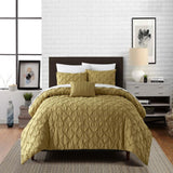 Chic Home Bradley Comforter Set Diamond Pinch Pleat Pattern Design Bedding - Decorative Pillow Shams Included - 4 Piece - Mustard