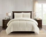 Chic Home Pacifica Comforter Set Textured Geometric Pattern Faux Rabbit Fur Micro-Mink Backing Bedding - Pillow Shams Included - 3 Piece - Beige