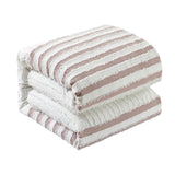 Chic Home Sofia Cotton Comforter Set Clip Jacquard Striped Pattern Design Bedding - Decorative Pillow Shams Included - 4 Piece - Blush