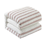 Chic Home Sofia Cotton Comforter Set Clip Jacquard Striped Pattern Design Bedding - Decorative Pillow Shams Included - 4 Piece - Blush