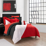 Chic Home Kinsley Comforter Set Color Block Design Distressed Stripe Print Bed In A Bag Bedding - Sheets Pillowcase Decorative Pillows Sham Included - Red