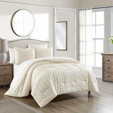 Chic Home Jessa Comforter Set Washed Garment Technique Geometric Square Tile Pattern Bed In A Bag Bedding - Sheets Pillowcases Pillow Shams Included - 7 Piece - Beige