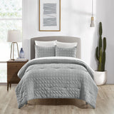 Chic Home Jessa Comforter Set Washed Garment Technique Geometric Square Tile Pattern Bedding - Pillow Sham Included - 2 Piece - Twin 68x90