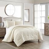 Chic Home Jessa Comforter Set Washed Garment Technique Geometric Square Tile Pattern Bed In A Bag Bedding - Sheets Pillowcase Pillow Sham Included - 5 Piece - Beige