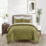 Chic Home Jessa Comforter Set Washed Garment Technique Geometric Square Tile Pattern Bedding - Pillow Sham Included - 2 Piece - Twin 68x90