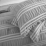Chic Home Emma Bedding Comforter, Seersucker Fabric with Striped Design, 6 Pieces Comforter Set Grey