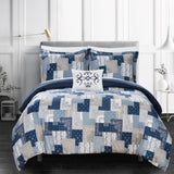 Chic Home Utopia 8 Piece Reversible Duvet Cover Set Patchwork Bohemian Paisley Print Design Bed in a Bag Blue