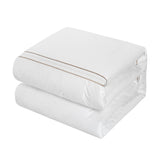 Chic Home Alexander Cotton Duvet Cover Set With Dual Stripe Embroidered Hotel Collection Bed In A Bag Bedding - Includes Sheets Pillowcases Pillow Shams - 7 Piece - Beige