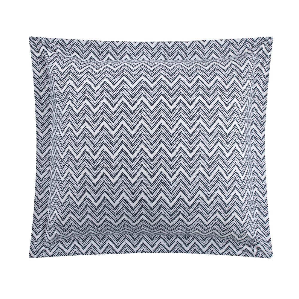 Chic Home Blaine Duvet Cover Set Contemporary Two Tone Striped Chevron Pattern Bed In A Bag Bedding - Sheets Pillowcases Pillow Shams Included - 7 Piece - Navy