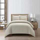 Chic Home Morgan Duvet Cover Set Contemporary Two Tone Striped Pattern Bed In A Bag Bedding - Sheets Pillowcases Pillow Shams Included - 7 Piece - Beige