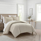 Chic Home Morgan Duvet Cover Set Contemporary Two Tone Striped Pattern Bed In A Bag Bedding - Sheets Pillowcases Pillow Shams Included - 7 Piece - Beige