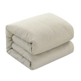 Chic Home Morgan Duvet Cover Set Contemporary Two Tone Striped Pattern Bed In A Bag Bedding - Sheets Pillowcases Pillow Shams Included - 7 Piece - Beige