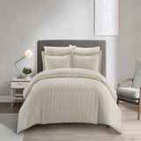 Chic Home Morgan Duvet Cover Set Contemporary Two Tone Striped Pattern Bed In A Bag Bedding - Sheets Pillowcases Pillow Shams Included - 7 Piece - Beige