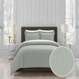 Chic Home Morgan Duvet Cover Set Contemporary Two Tone Striped Pattern Bedding - Pillow Shams Included - 3 Piece - Green