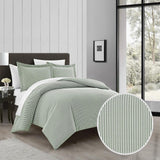 Chic Home Morgan Duvet Cover Set Contemporary Two Tone Striped Pattern Bedding - Pillow Shams Included - 3 Piece - Green