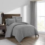 Chic Home Morgan Duvet Cover Set Contemporary Two Tone Striped Pattern Bedding - Pillow Shams Included - 3 Piece - Charcoal