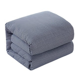 Chic Home Morgan Duvet Cover Set Contemporary Two Tone Striped Pattern Bed In A Bag Bedding - Sheets Pillowcases Pillow Shams Included - 7 Piece - Navy