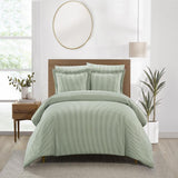 Chic Home Morgan Duvet Cover Set Contemporary Two Tone Striped Pattern Bedding - Pillow Shams Included - 3 Piece - Green