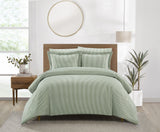 Chic Home Morgan Duvet Cover Set Contemporary Two Tone Striped Pattern Bedding - Pillow Shams Included - 3 Piece - Green