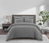 Chic Home Morgan Duvet Cover Set Contemporary Two Tone Striped Pattern Bedding - Pillow Shams Included - 3 Piece - Charcoal