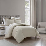 Chic Home Laurel Duvet Cover Set Graphic Herringbone Pattern Print Design Bed In A Bag Bedding - Sheets Pillowcases Pillow Shams Included - 7 Piece - Beige