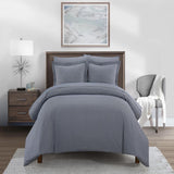 Chic Home Laurel Duvet Cover Set Graphic Herringbone Pattern Print Design Bed In A Bag Bedding - Sheets Pillowcases Pillow Shams Included - 7 Piece - Navy