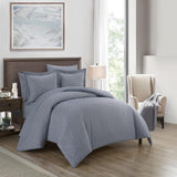 Chic Home Laurel Duvet Cover Set Graphic Herringbone Pattern Print Design Bedding - Pillow Shams Included - 3 Piece - Navy