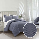 Chic Home Laurel Duvet Cover Set Graphic Herringbone Pattern Print Design Bedding - Pillow Shams Included - 3 Piece - Navy
