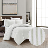 Chic Home Wesley Duvet Cover Set Contemporary Solid White With Dot Striped Pattern Print Design Bedding - Pillow Shams Included - 3 Piece - Green