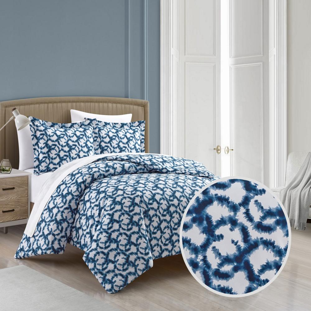 Chic Home Chrisley Duvet Cover Set Contemporary Watercolor Overlapping Rings Pattern Print Design Bedding - Pillow Shams Included - 3 Piece - Navy