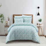 Chic Home Chrisley Duvet Cover Set Contemporary Watercolor Overlapping Rings Pattern Print Design Bed In A Bag Bedding - Sheets Pillowcases Pillow Shams Included - 7 Piece - Aqua