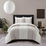 Chic Home Salma Cotton Duvet Cover Set Clip Jacquard Striped Pattern Design Bedding - Decorative Pillow Shams Included - 3 Piece - Blush