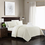 Chic Home Larsson Geometric Chevron Bed In A Bag 7 Pieces Quilt Cover Set Sheet Decorative Pillows & Shams Beige