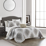 Chic Home Bentley Cotton Jacquard Quilt Set Medallion Embroidered Bedding - Sheet Set Decorative Pillows Shams Included - 8 Piece - Beige