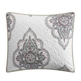 Chic Home Bentley Cotton Jacquard Quilt Set Medallion Embroidered Bedding - Decorative Pillows Shams Included - 4 Piece - Beige