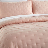 Chic Home Chyle Quilt Set Tufted Cross Stitched Design Bedding Blush