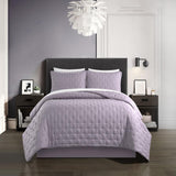 Chic Home Chyle Quilt Set Tufted Cross Stitched Design Bedding Lavender