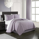 Chic Home Chyle Quilt Set Tufted Cross Stitched Design Bedding Lavender